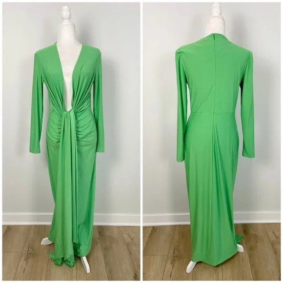 green emerald velvet dress The Lenna Midi Dress in Bright Green – Solace London main image 0